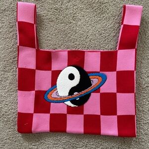 Dressed in lala lalaland cosmic queen large bag checkerboard pink red NWT